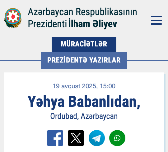 “Tusi” Cəmiyyəti Azərbaycan Prezidentinə təbrik məktubu göndərib